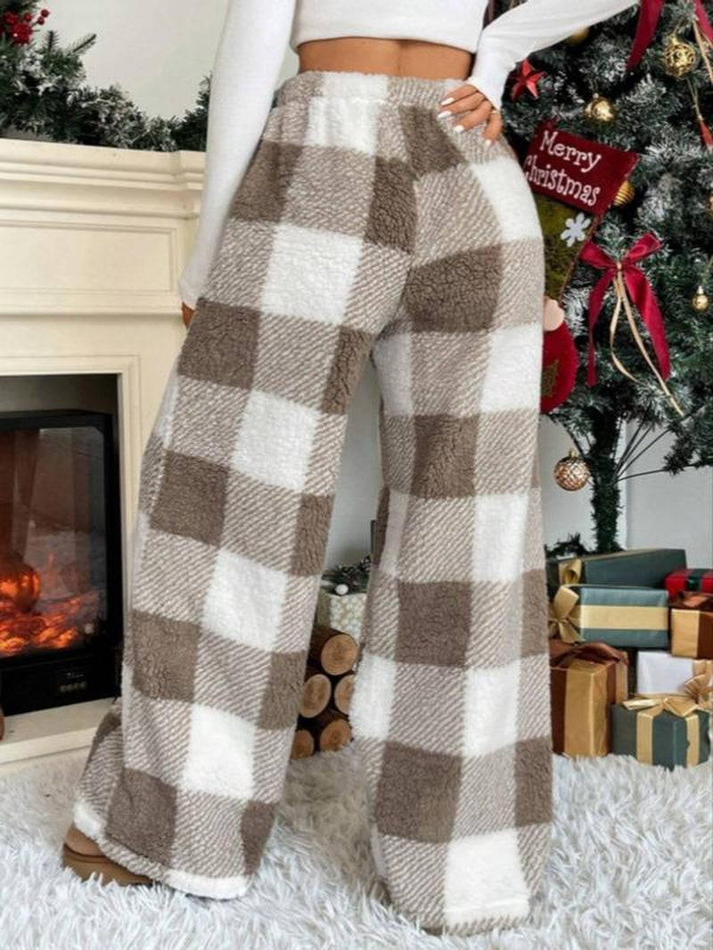 Plaid Straight Warm Casual Sweats
